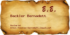 Backler Bernadett névjegykártya